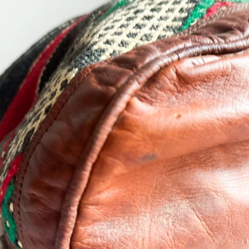 Vintage Handmade Ethnic Kilim Leather LArge Backpack